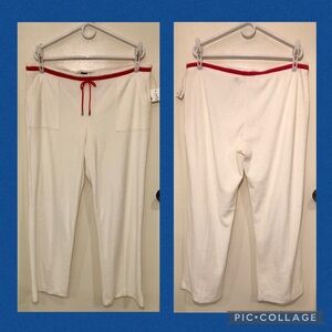 NWT Saks Fifth Avenue Threads Terry Pants, White/Coral 2